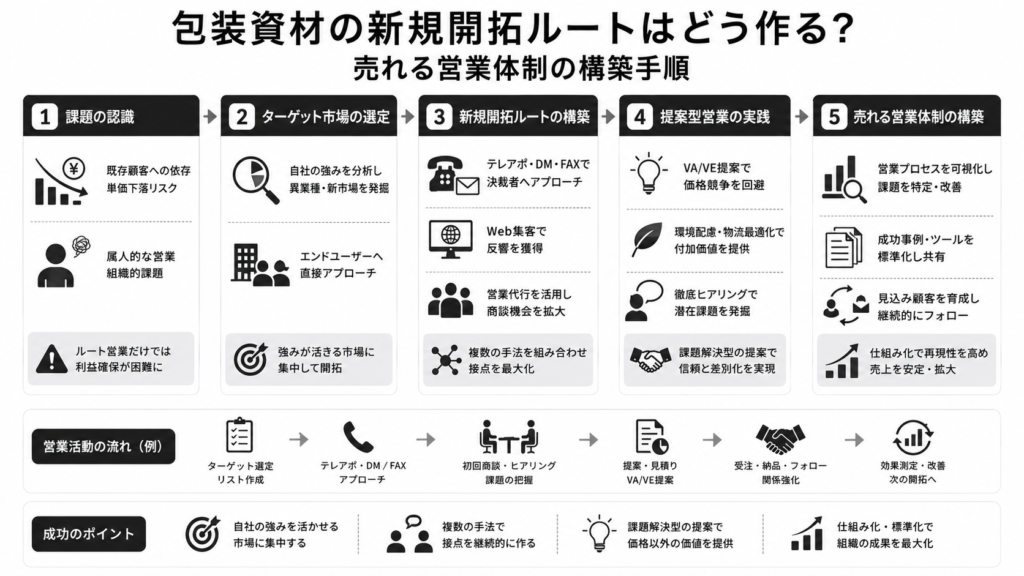 包装資材の新規開拓ルートはどう作る?売れる営業体制の構築手順