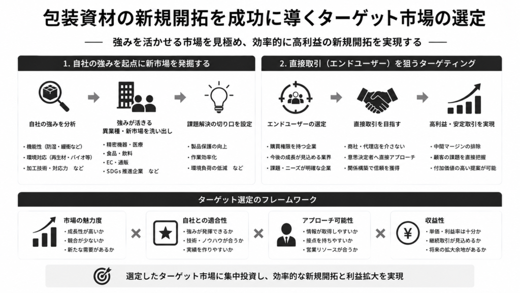 包装資材の新規開拓を成功に導くターゲット市場の選定