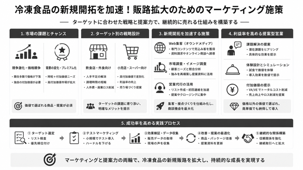 冷凍食品の新規開拓を加速!販路拡大のためのマーケティング施策について