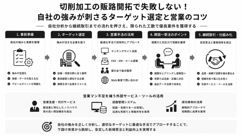 切削加工の販路開拓で失敗しない！自社の強みが刺さるターゲット選定と営業のコツ