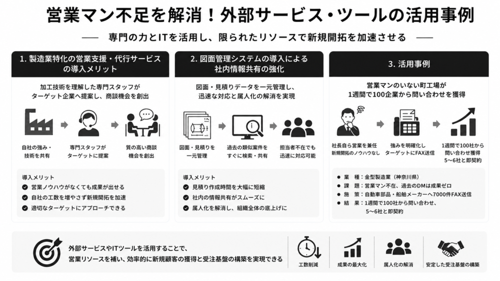 営業マン不足を解消！外部サービス・ツールの活用事例