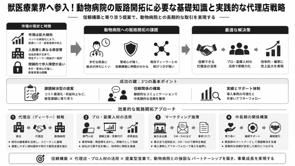 獣医療業界へ参入!動物病院の販路開拓に必要な基礎知識と実践的な代理店戦略