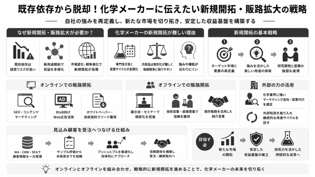 既存依存から脱却!化学メーカーに伝えたい新規開拓・販路拡大の戦略