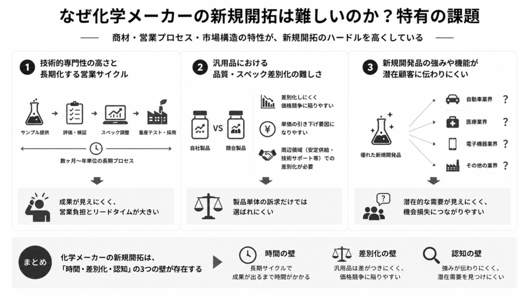 なぜ化学メーカーの新規開拓は難しいのか?特有の課題