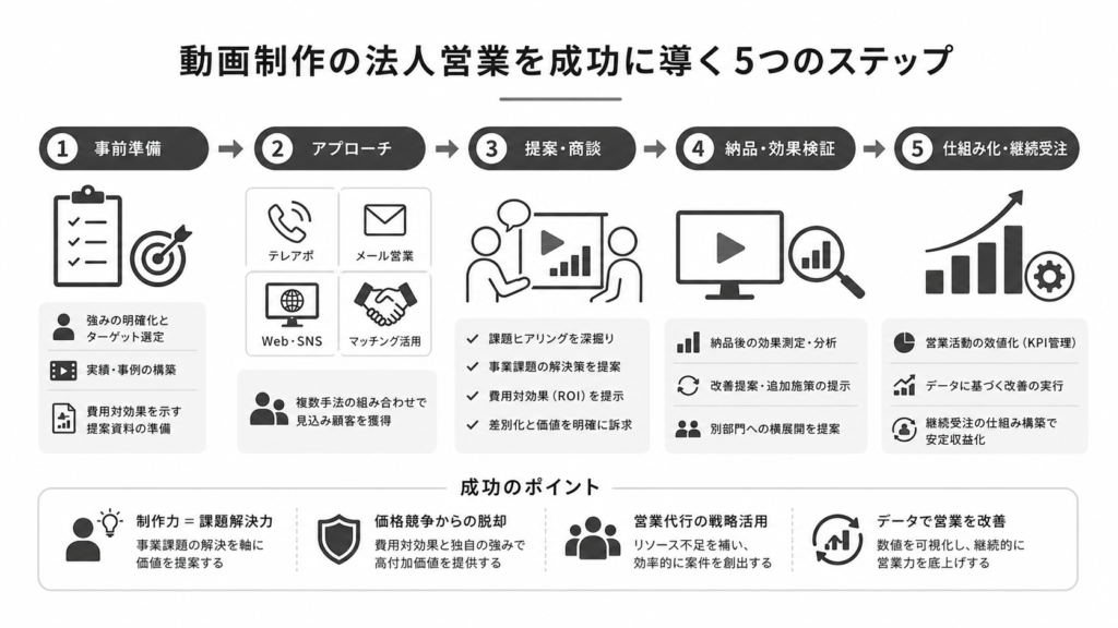 動画制作の法人営業はどう進める?案件獲得を最大化する実践のコツとは?