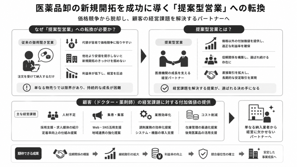 医薬品卸の新規開拓を成功に導く「提案型営業」への転換