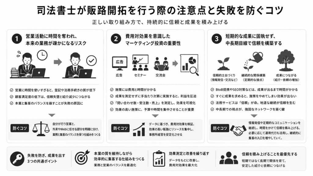 司法書士が販路開拓を行う際の注意点と失敗を防ぐコツ