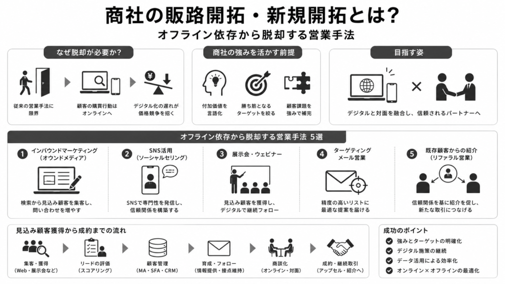 商社の販路開拓・新規開拓とは？オフライン依存から脱却する営業手法