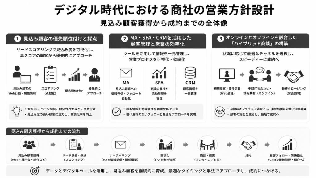 デジタル時代における商社の営業方針設計
見込み顧客獲得から成約まで
