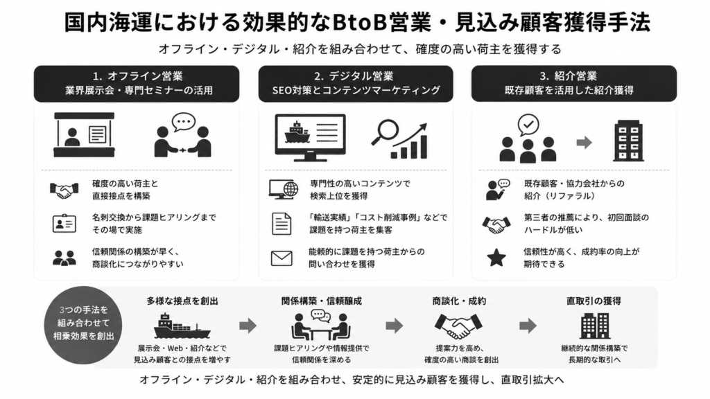 国内海運における効果的なBtoB営業・見込み顧客獲得手法