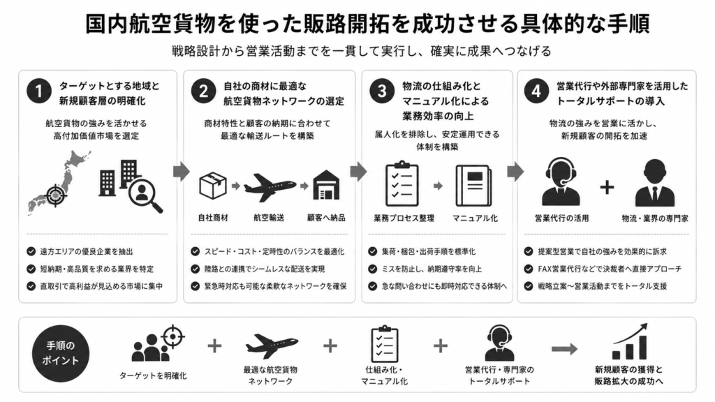 国内航空貨物を使った販路開拓を成功させる具体的な手順