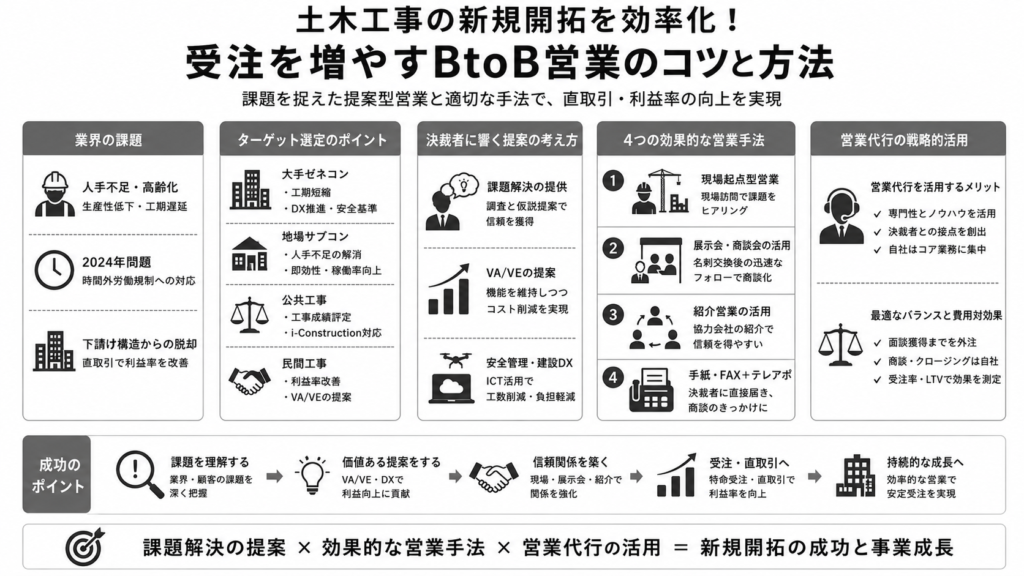 土木工事の新規開拓を効率化!受注を増やすBtoB営業のコツと方法