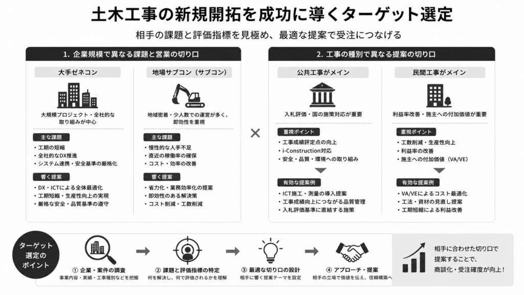 土木工事の新規開拓を成功に導くターゲット選定
