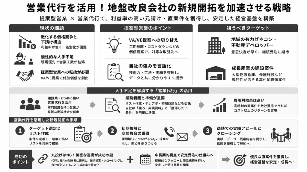 営業代行を活用！地盤改良会社の新規開拓を加速させる戦略