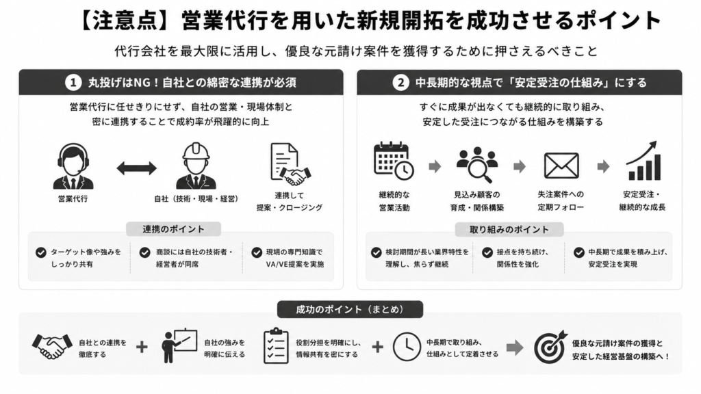 【注意点】営業代行を用いた新規開拓を成功させるポイント