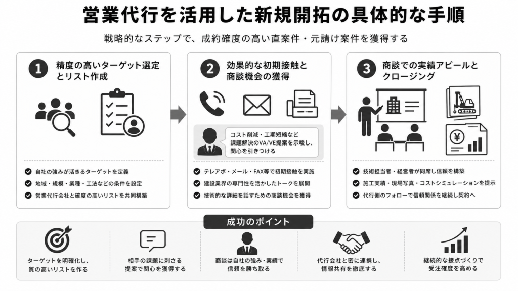 営業代行を活用した新規開拓の具体的な手順