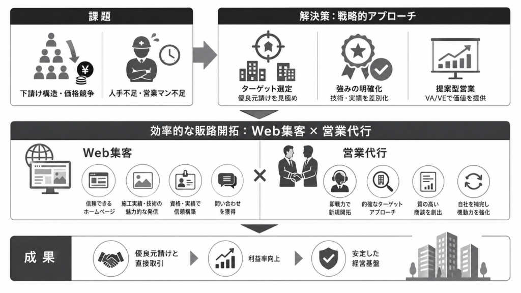 基礎工事の販路開拓を効率化!Web集客と営業代行の活用法を紹介