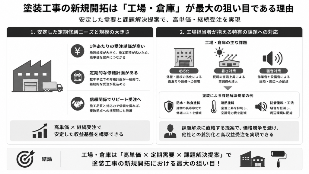 塗装工事の新規開拓は「工場・倉庫」が最大の狙い目である理由