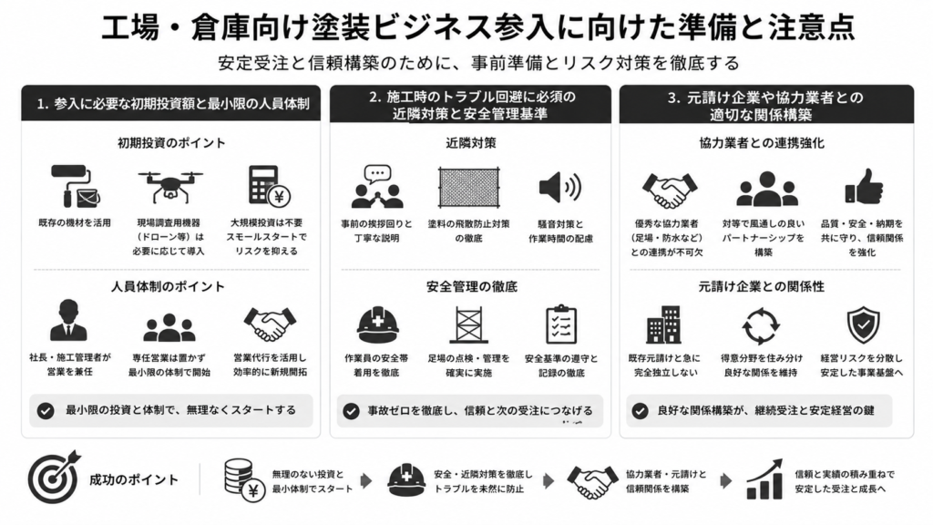 工場・倉庫向け塗装ビジネス参入に向けた準備と注意点