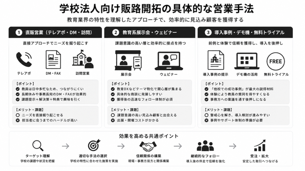 学校法人向け販路開拓の具体的な営業手法