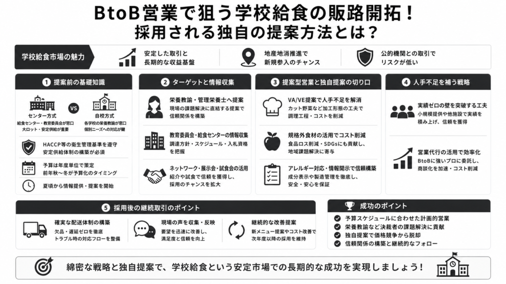 BtoB営業で狙う学校給食の販路開拓！採用される独自の提案方法とは？