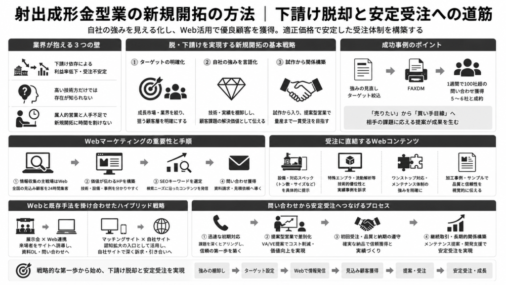 射出成形金型業の新規開拓の方法について|下請け脱却と安定受注への道筋