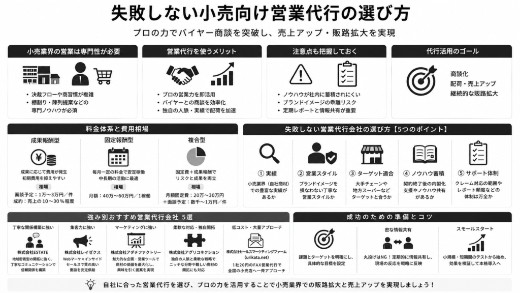 失敗しない小売向け営業代行の選び方！費用相場とおすすめ会社5選も紹介