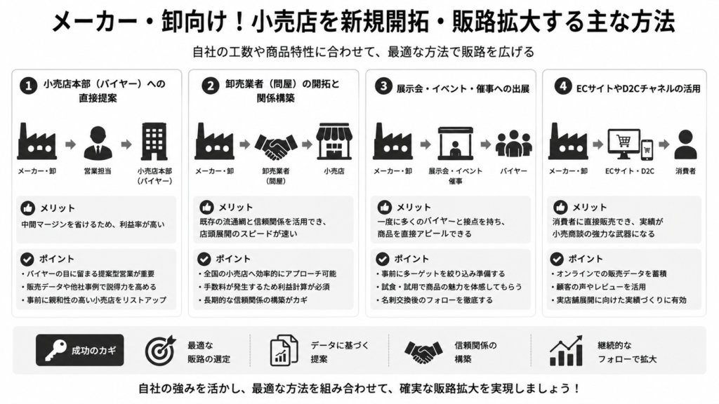 メーカー・卸向け！小売店を新規開拓・販路拡大する主な方法