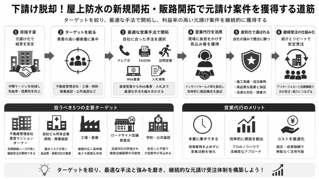 下請け脱却！屋上防水の新規開拓・販路開拓で元請け案件を獲得する道筋