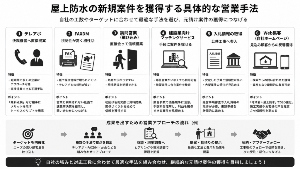 屋上防水の新規案件を獲得する具体的な営業手法