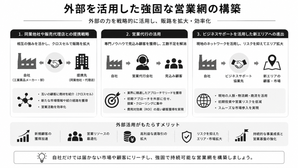 外部を活用した強固な営業網の構築
