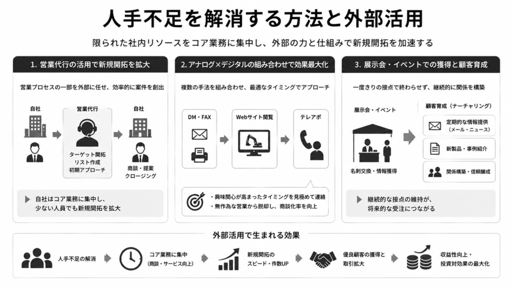 人手不足を解消する方法と外部活用