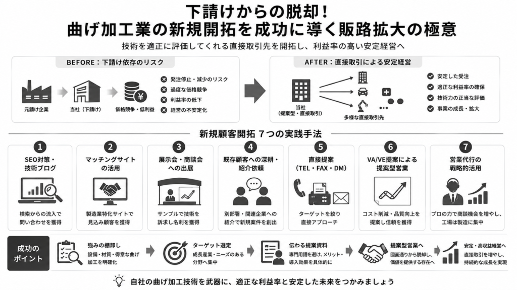 下請けからの脱却!曲げ加工業の新規開拓を成功に導く販路拡大の極意