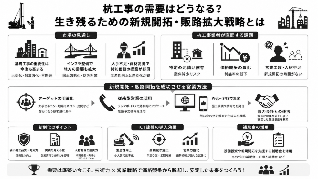 杭工事の需要はどうなる?生き残るための新規開拓・販路拡大戦略とは