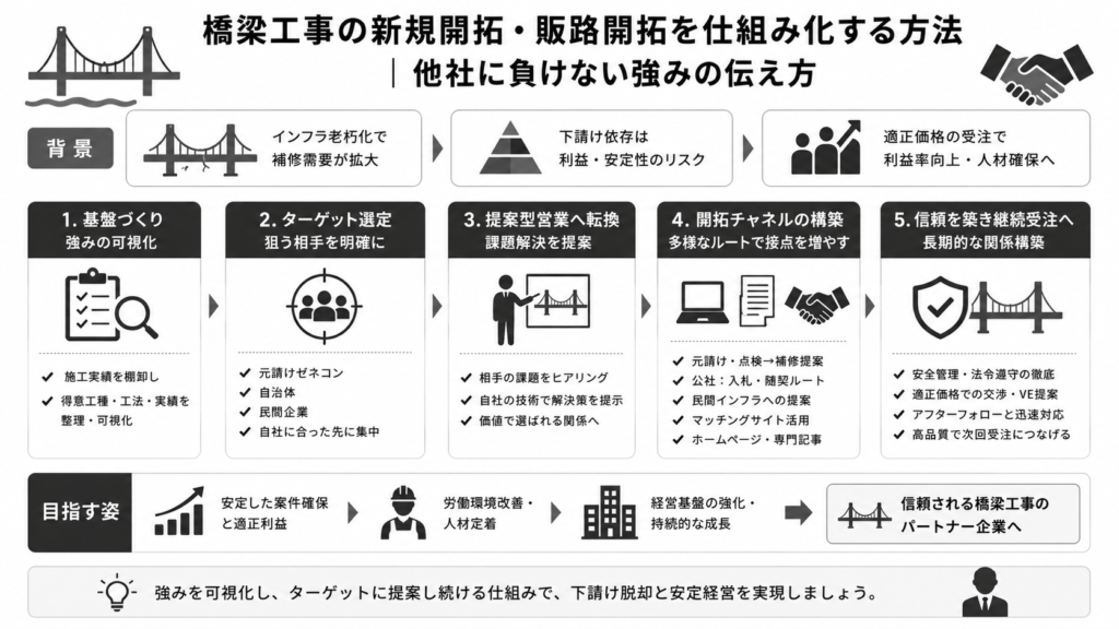 橋梁工事の新規開拓・販路開拓を仕組み化する方法|他社に負けない強みの伝え方