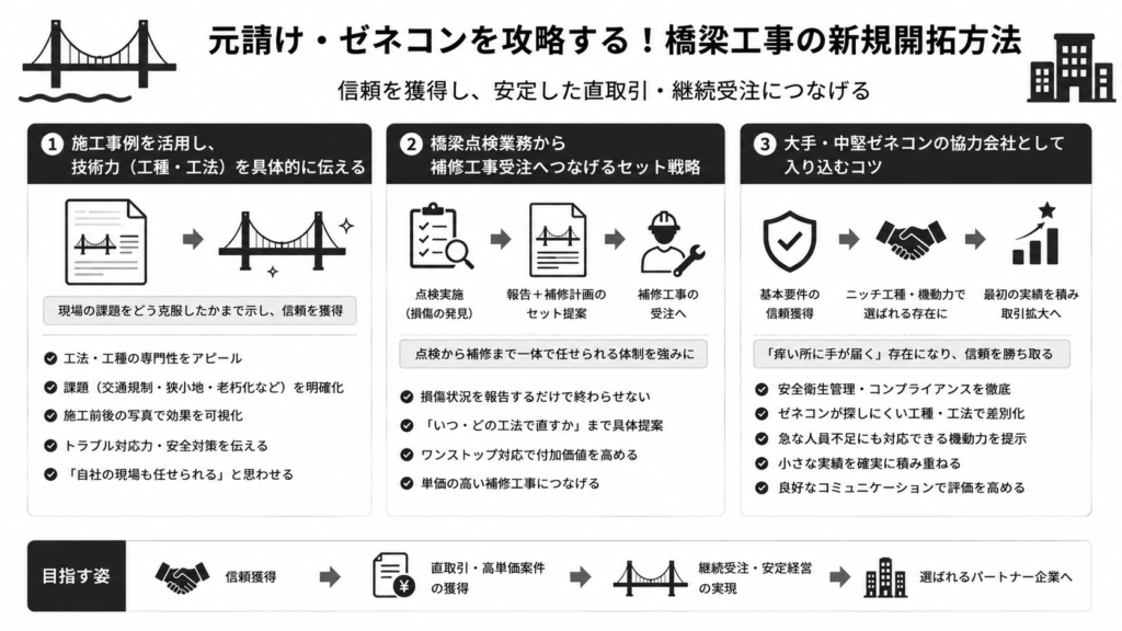 元請け・ゼネコンを攻略する!橋梁工事の新規開拓方法