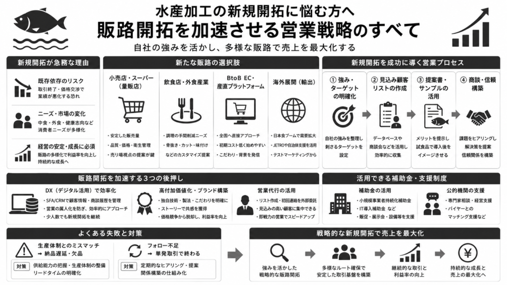 水産加工の新規開拓に悩む方へ。販路開拓を加速させる営業戦略のすべて