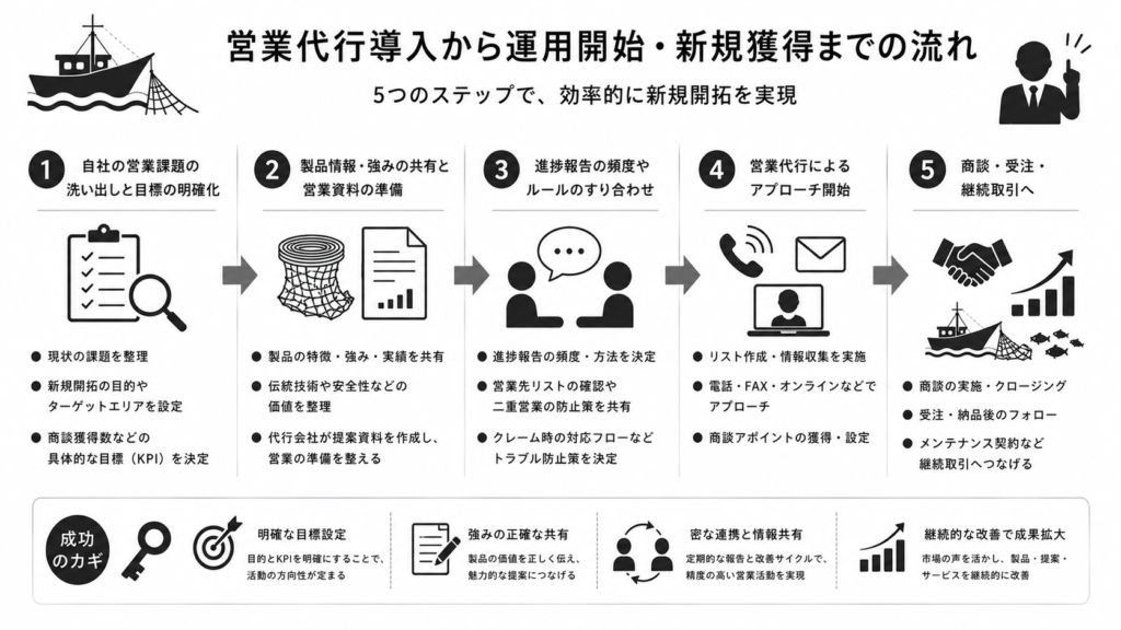 営業代行導入から運用開始・新規獲得までの流れ
