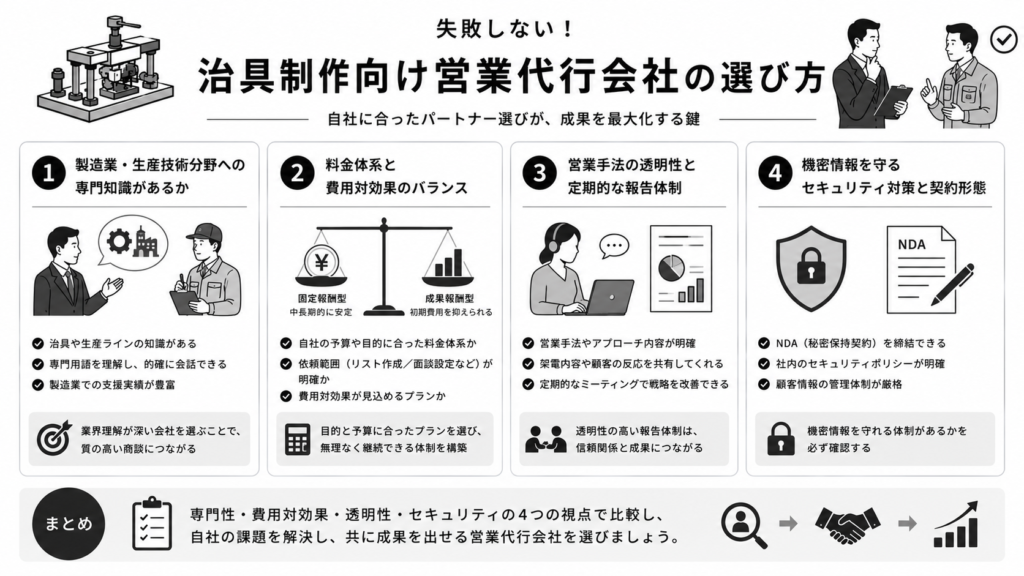 失敗しない!治具制作向け営業代行会社の選び方
