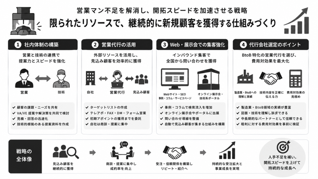 営業マン不足を解消し、開拓スピードを加速させる戦略