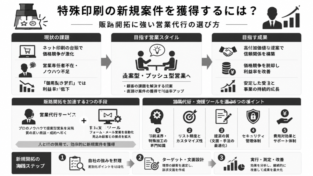 特殊印刷の新規案件を獲得するには?販路開拓に強い営業代行の選び方