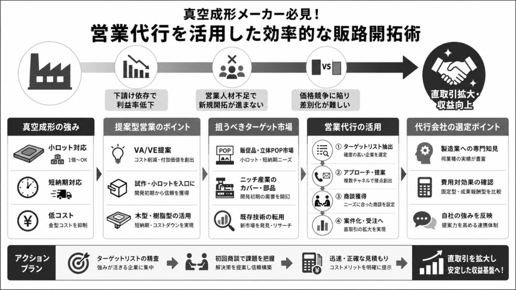 真空成形メーカー必見!営業代行を活用した効率的な販路開拓術