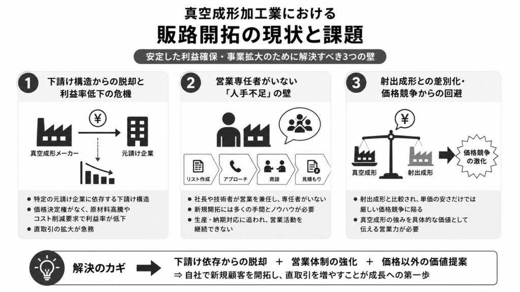 真空成形加工業における販路開拓の現状と課題