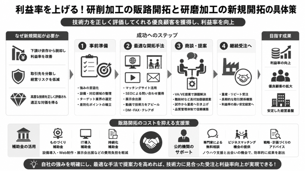 利益率を上げる!研削加工の販路開拓と研磨加工の新規開拓の具体策