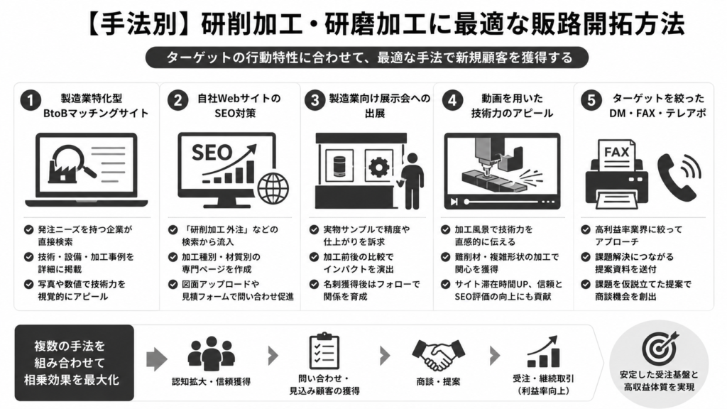 【手法別】研削加工・研磨加工に最適な販路開拓方法
