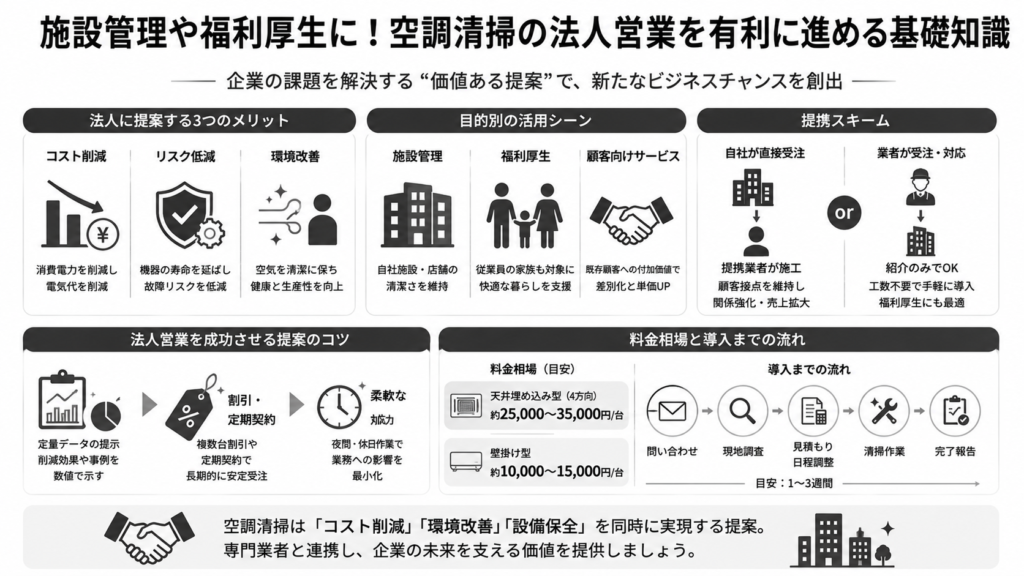 施設管理や福利厚生に!空調清掃の法人営業を有利に進める基礎知識