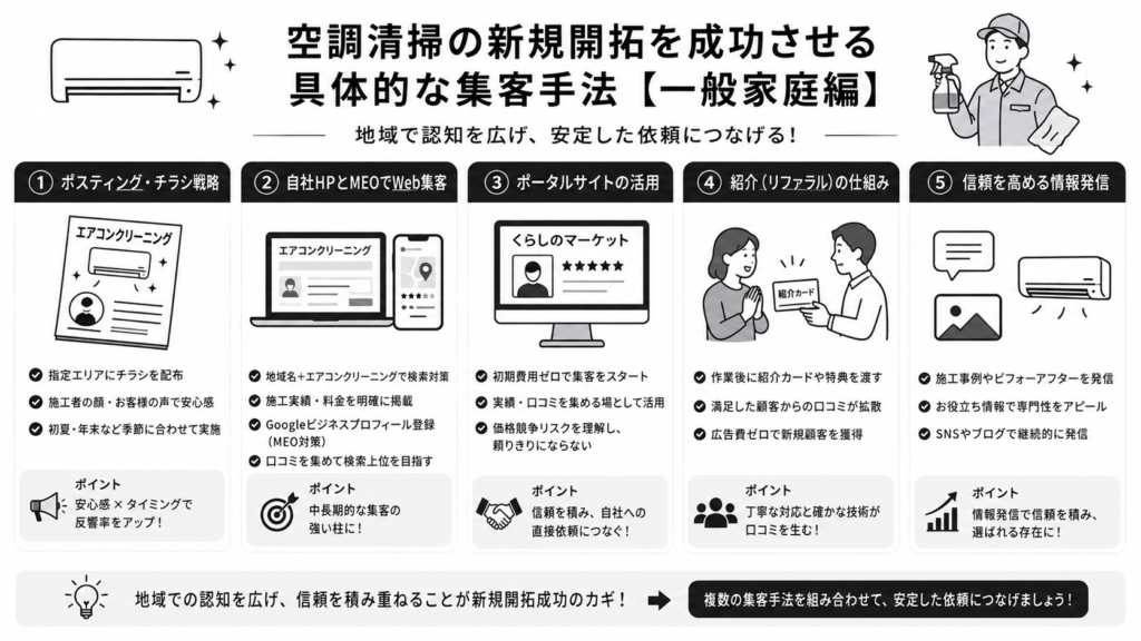 空調清掃の新規開拓を成功させる具体的な集客手法【一般家庭編】