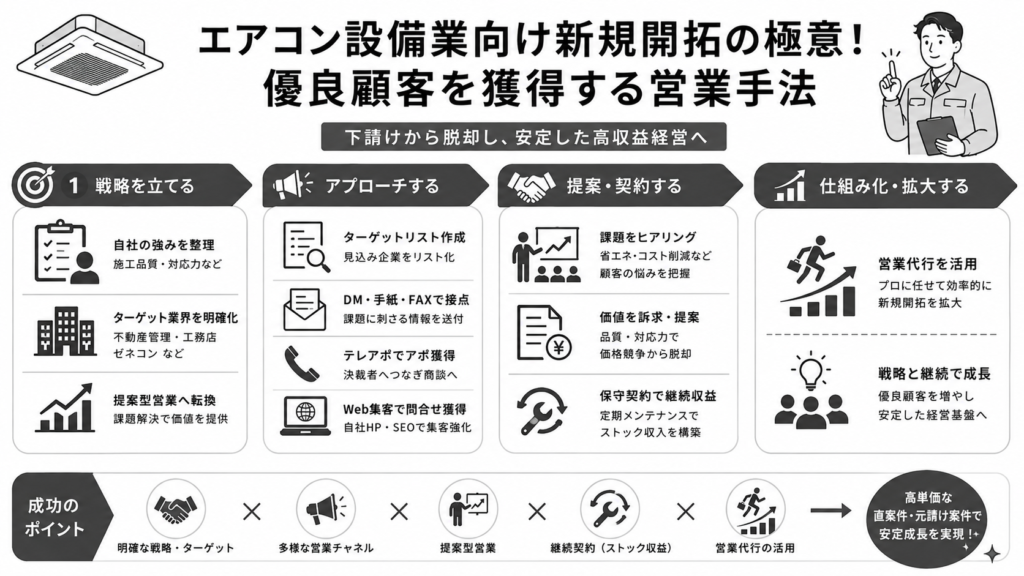エアコン設備業向け新規開拓の極意!優良顧客を獲得する営業手法