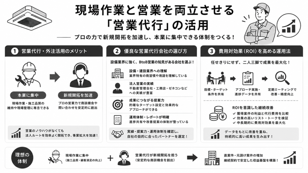 現場作業と営業を両立させる「営業代行」の活用