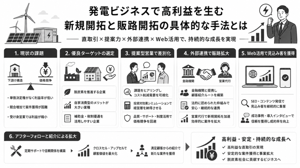 発電ビジネスで高利益を生む新規開拓と販路開拓の具体的な手法とは